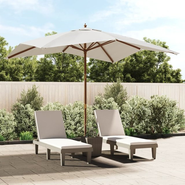 vidaXL Sonnenschirm mit Holzmast in Sandfarben aus Polyester und Hartholz B/T: 300 x 300 cm, Höhe: 273 cm - Bild 2