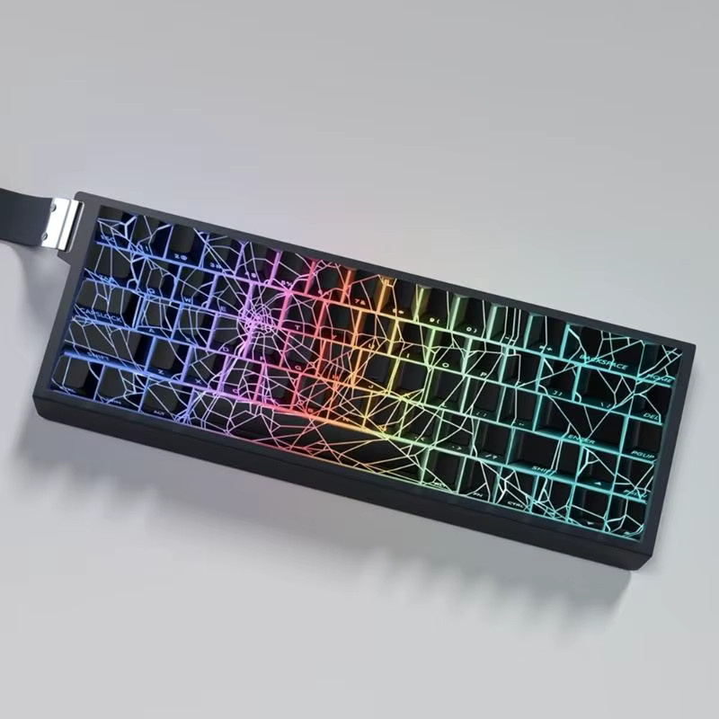 Transluzente Spinnennetz Tastenkappen mit seitlicher Bedruckung für mechanische Tastaturen, 64/74 Tasten, Multicolor, Originalprofil mit Hintergrundbeleuchtung - Bild 1