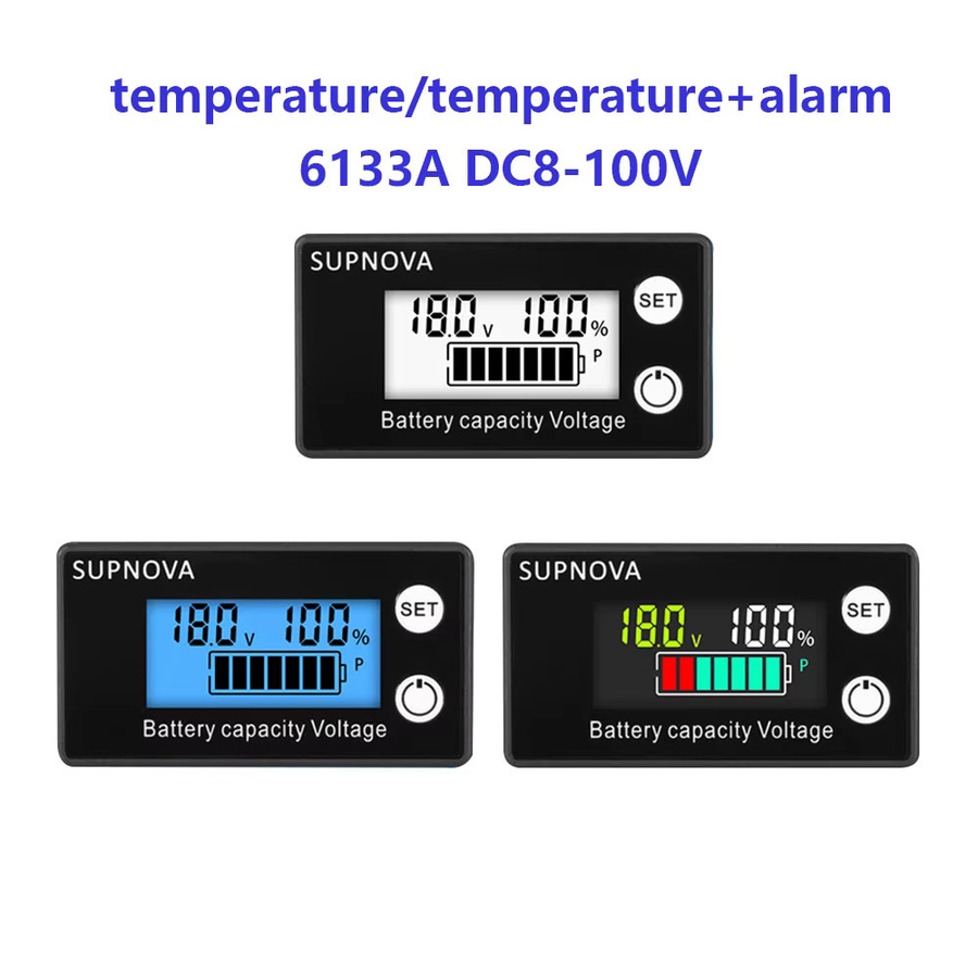 diymore Batteriekapazitäts-Füllstandsanzeige DC 8V-100V für Blei-Säure, Lithium und LiFePO4, Spannungsmesser für 12V 24V 48V 72V, Schwarz - Bild 2