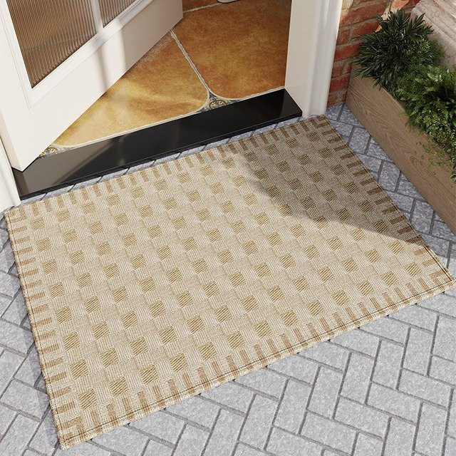 Fußmatte Lodestar im japanischen Stil aus Bambus-Baumwoll-Samt, beige, rutschfest mit Gummiunterseite, B/L: 50 x 80 cm - Bild 1