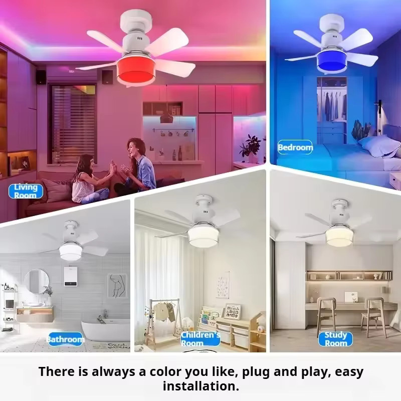 TLEDMP LED-Deckenventilatorleuchte in Weiß mit E27-Fassung, dimmbar, mit App- und Fernbedienung sowie 6 Geschwindigkeitsstufen für Wohnzimmer und Arbeitszimmer - Bild 2
