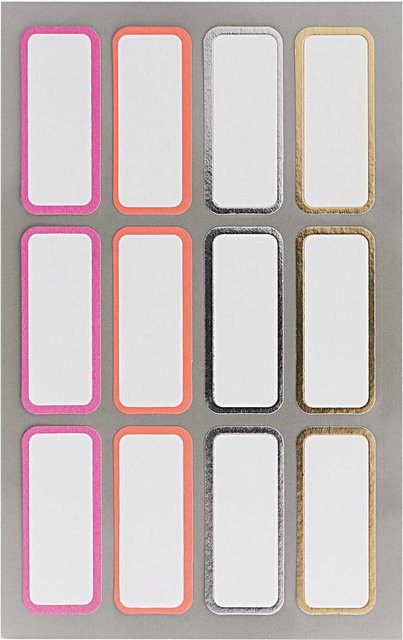 Rico Design Paper Poetry Office Sticker Etiketten in Gold, Silber und Neon, 4 Bogen, B: 44 mm, H: 19 mm - Bild 1