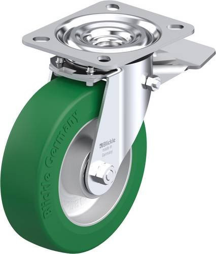 Blickle Lenkrolle L-ALST 125K-ST mit Feststeller in Grün und Silber, Rad-Durchmesser: 125 mm, Tragfähigkeit: 250 kg - Bild 1