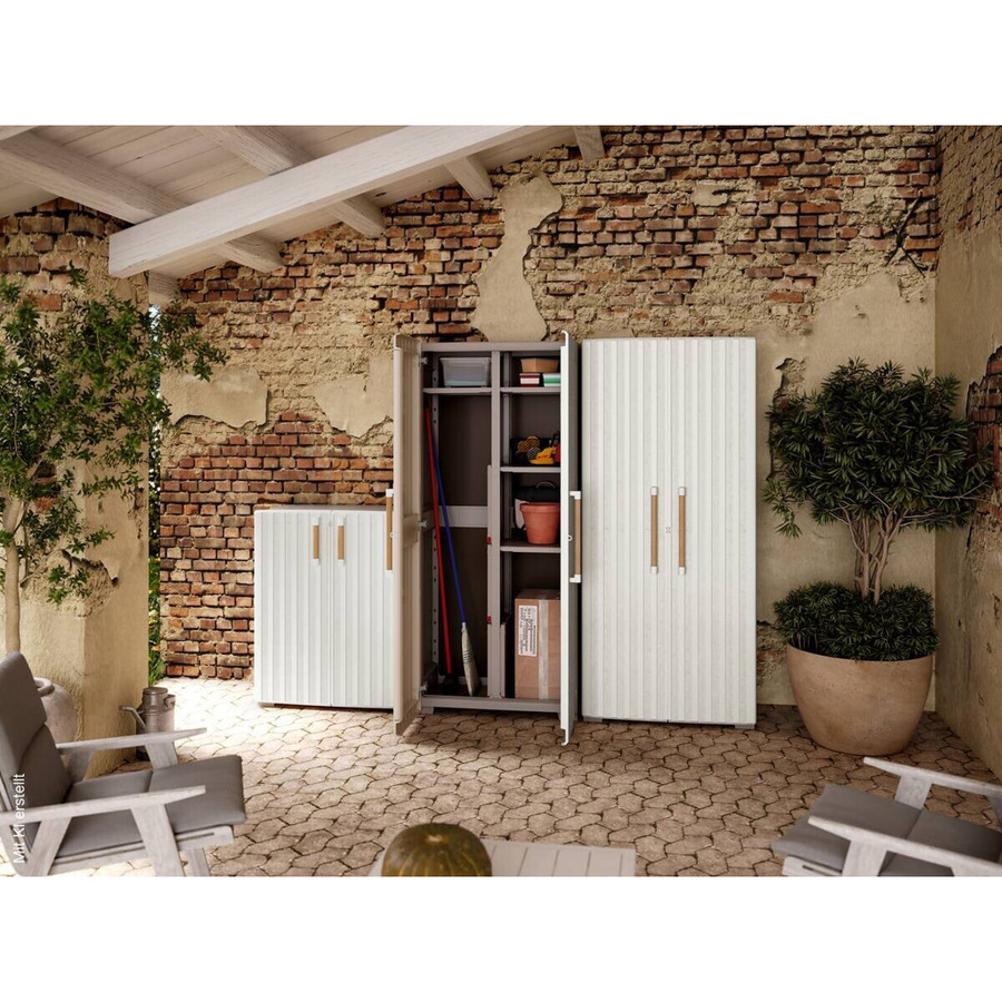 Keter Kunststoffschrank Groove Utility beige mit Regalböden und Schloss B/H/T: 80 x 180 x 45 cm - Bild 3