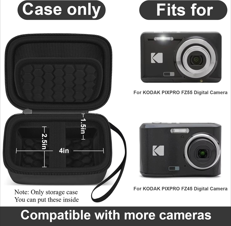 Digitale Kameratasche von Kodak für PIXPRO FZ55 FZ45 FZ53 FZ43 Kompaktkameras in Schwarz mit Mesh-Tasche - Bild 2