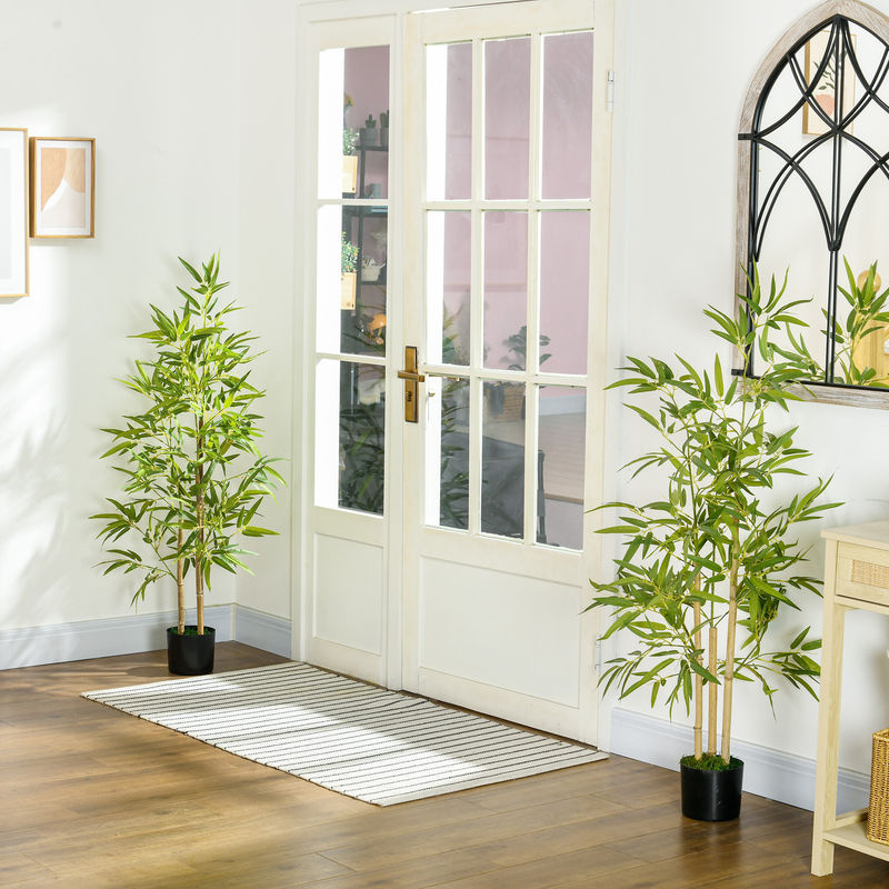 2er Set Künstliche Bambuspflanzen von Aosom mit Kunstmoos, Grün, Höhe: 120 cm - Bild 2