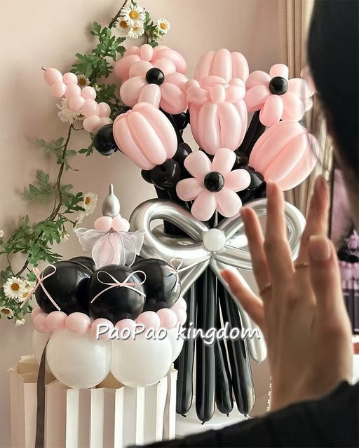 Potdemiel Magische Ballon Blume in Pink für Geburtstag, Party und Hochzeit als DIY Dekoration oder Brautstrauß - Bild 1