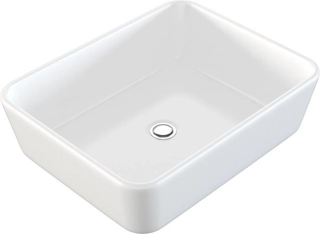 NEG Aufsatz-Waschbecken Uno32A aus Keramik in Weiß, Rechteckig mit Nano-Coating, B/T/H: 37,5 x 37 x 13,5 cm - Bild 1