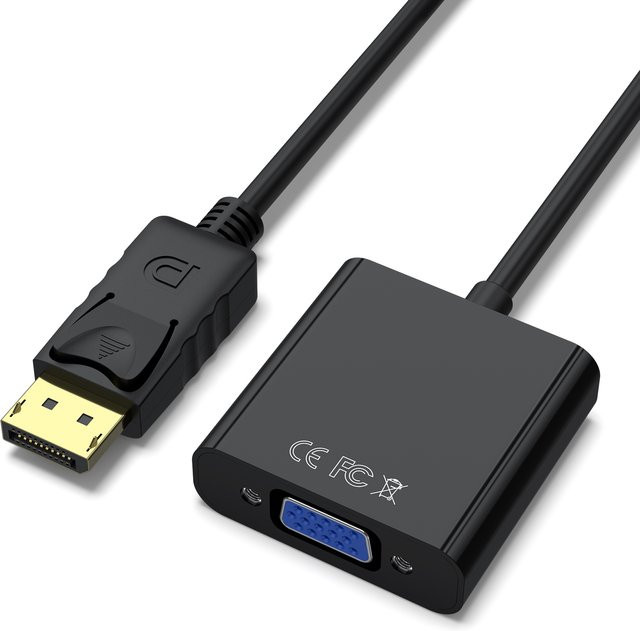 DisplayPort zu VGA Adapterkabel in Schwarz für PC, Laptop und Monitor mit 1080P Auflösung - Bild 1