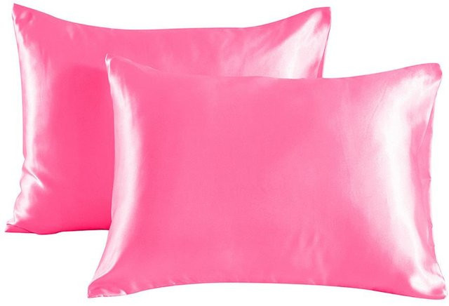 Cozy Up Home Seiden-Kissenbezüge aus Satin in Pink, 2er-Set, kühlend und beidseitig nutzbar, B: 51 cm, L: 76 cm - Bild 1