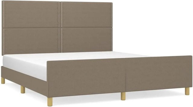 vidaXL Bettgestell mit Kopfteil in Taupe aus Stoff, B/T/H: 180 x 200 x 128 cm - Bild 1