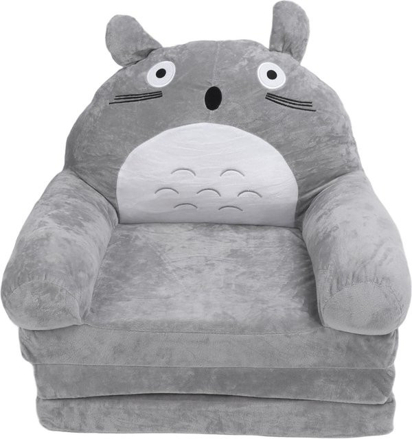 Aimo Faltbares Kindersofa in Grau mit Cartoon-Tier-Design aus Schaumstoff und Textil - Bild 1