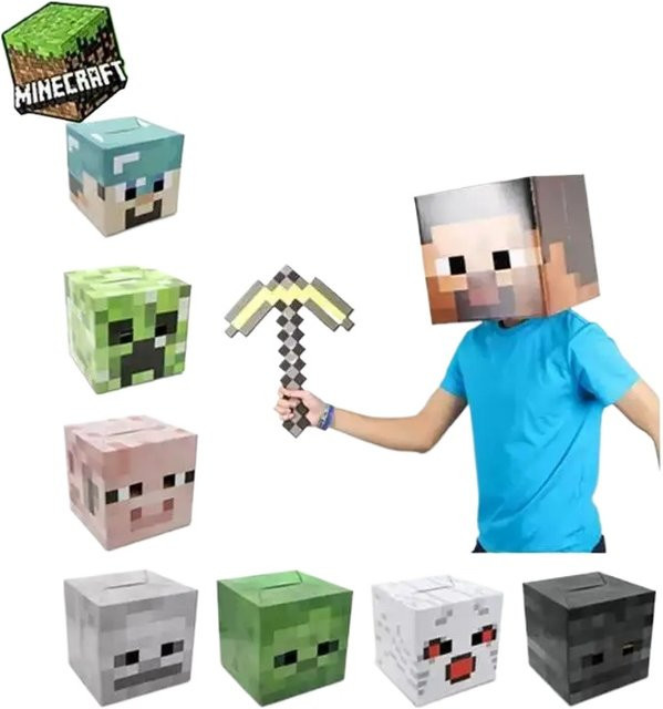 Hot Pixels Minecraft Cosplay Zubehör, Steve Creeper Maske Hut - Bild 1