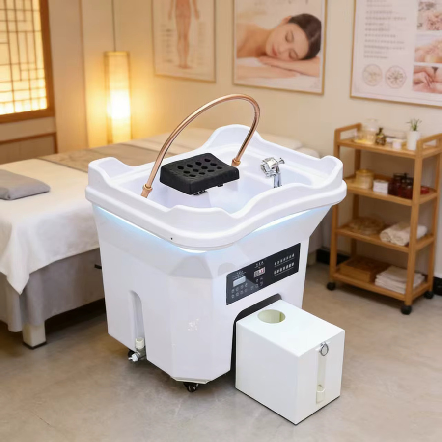 YQXH Kopf-Spa-Bett für den Friseursalon mit Gegenstrom-Spülung in Weiß - Bild 2