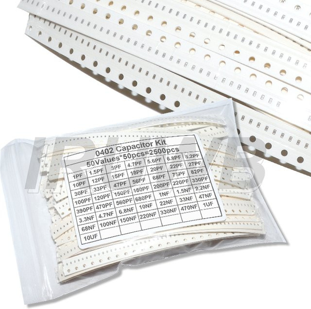 IRUWB SMD-Keramikkondensator-Set 0402 0603 0805 mit 2500 Stück und 50 Werten von 1pF bis 1uF in Weiß - Bild 1
