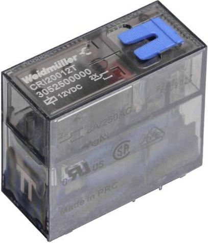 Weidmüller CRI20110T Miniatur-Industrierelais mit 110 V/DC Nennspannung, 8A Schaltstrom und 2 Wechsler, 10er Packung - Bild 1