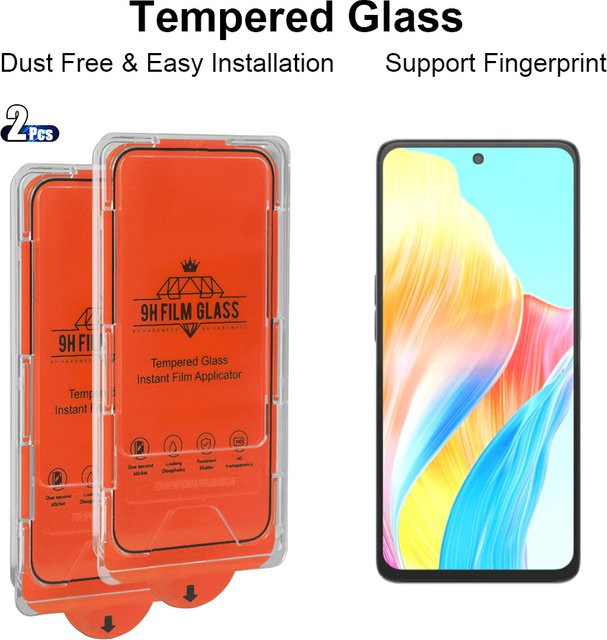 2 Stück Displayschutzfolie aus gehärtetem Glas für OPPO A98 A79 A77 A77S A80 A60 5G/4G, transparent - Bild 1
