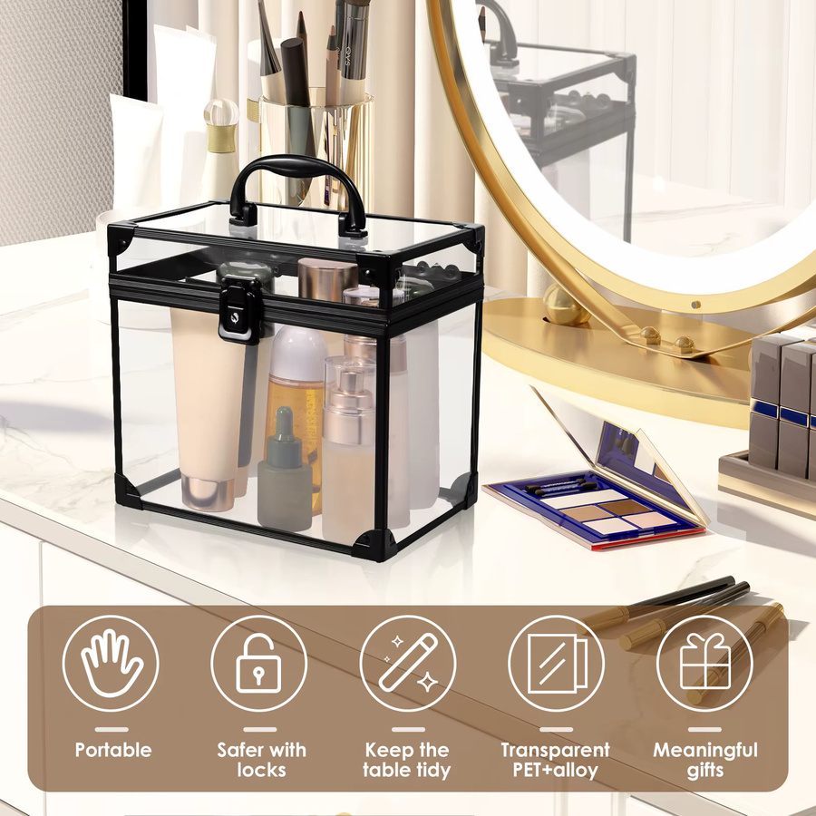 Willstar Organizer-Box aus Acryl mit Schloss und Griff, transparent/schwarz, B: 19,0 cm, T: 20,0 cm - Bild 2