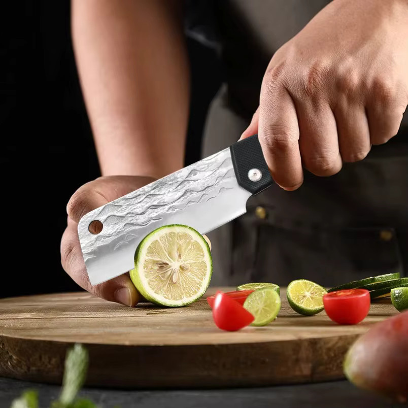 GuanQi Handgeschmiedetes Klappmesser aus Edelstahl mit G10 Griff für Fleisch, Obst und Fisch - Bild 2