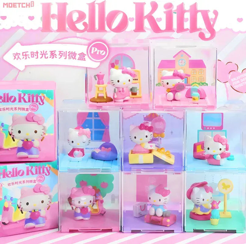Sanrio Hello Kitty Happy Time Serie Mystery Blind Box Rosa Anime-Figuren aus Kunststoff als Sammelornament - Bild 1