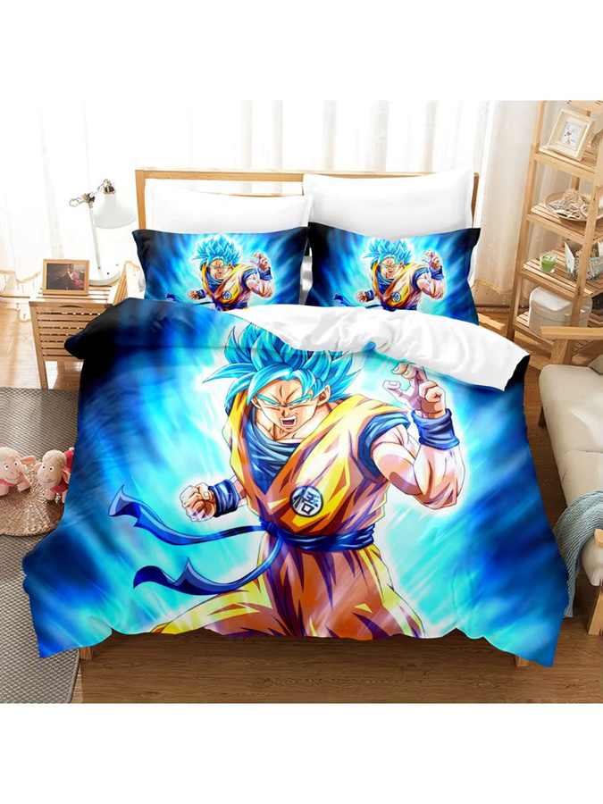 Bandai Dragon Ball Super Goku Bettwäsche-Set 3-teilig mit Super Saiyan 4 und Blue Hair Motiv in Blau und Lila - Bild 2