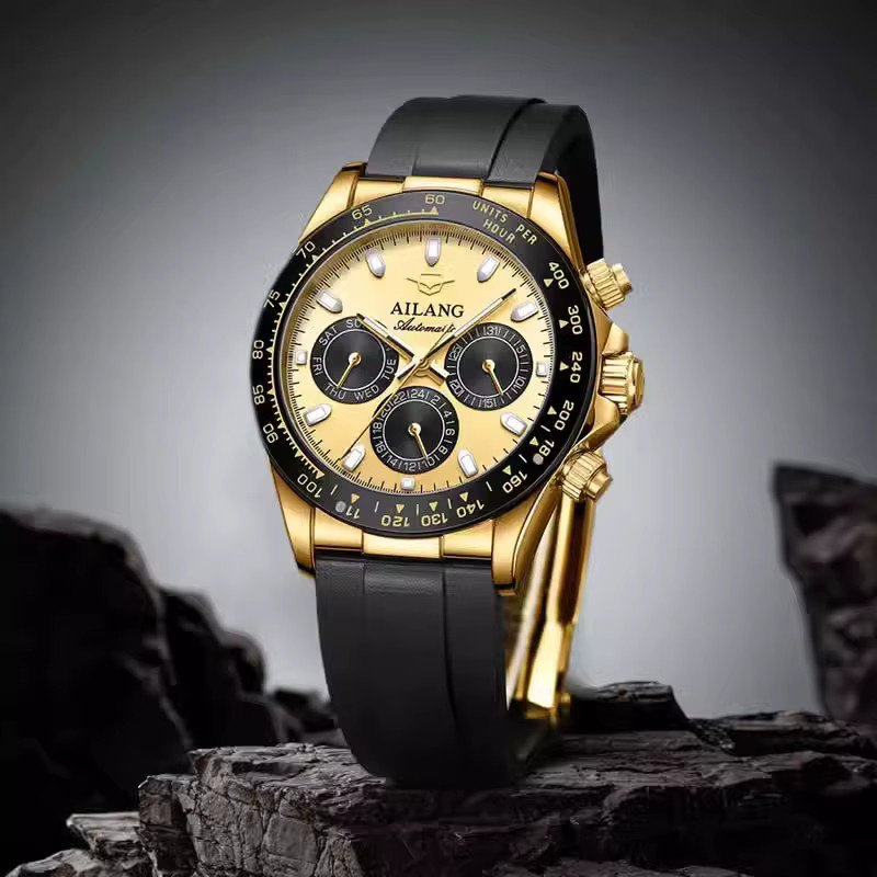 AILANG Armbanduhr Automatik, Silikon, Gold, Herren - Bild 3