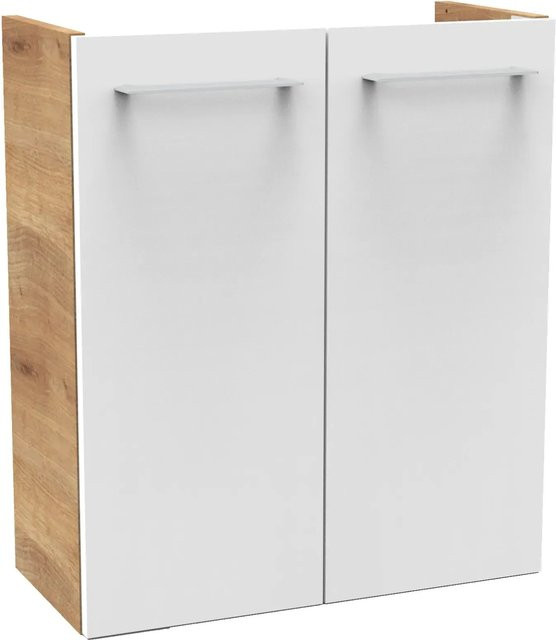 Fackelmann Waschbeckenunterschrank SBC Gäste Bad, Asteiche/Weiß, Hochglanz, B/H/T: 52 x 60 x 24,3 cm - Bild 1