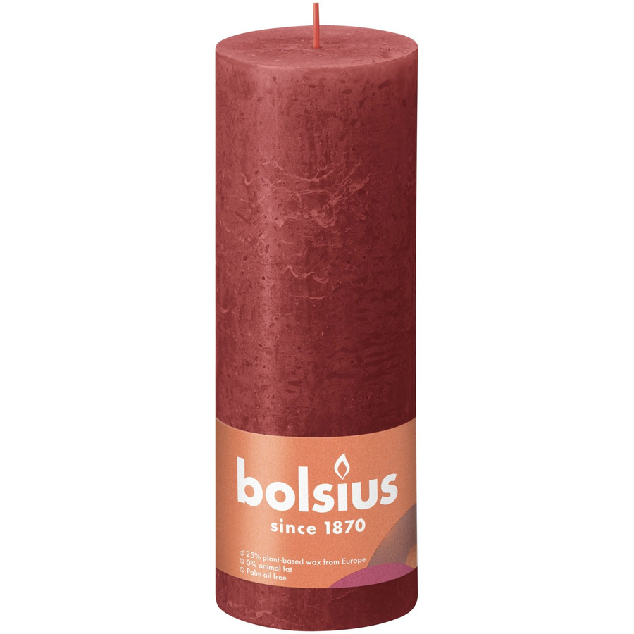 Bolsius Rustik-Kerze Shine in Zartes Rot, Höhe: 190 mm, Durchmesser: 68 mm - Bild 2