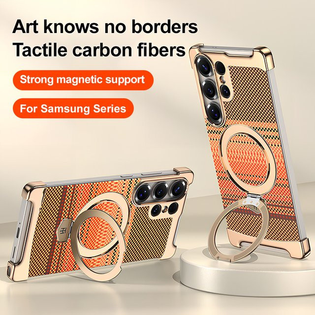 Magnetische Carbon Faser Handyhülle für Samsung Galaxy S26 Ultra, S25 Ultra und S24 Ultra, Stoßfestes MagSafe Case in Blau/Mehrfarbig - Bild 1