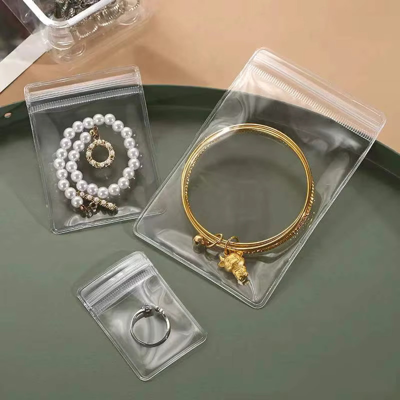 30er Set Transparente PVC Schmuckbeutel mit Zip-Verschluss zur sicheren Aufbewahrung und zum Schutz von Ohrringen und Halsketten vor Oxidation - Bild 1