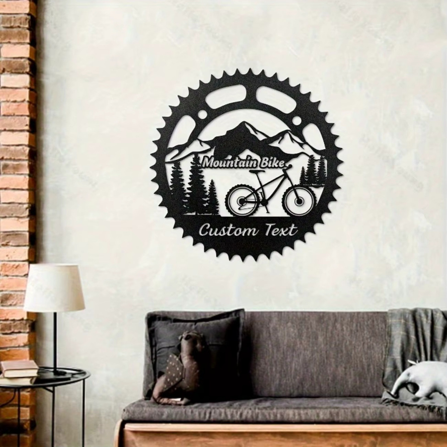 Personalisierte Art-Deco-Metallwandkunst mit Mountainbike-Motiv von Hello Young in Schwarz - Bild 4