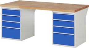 Rau Werkbank 7510A3 in Weiß mit 8 Schubladen, B/T/H: 200 x 90 x 89 cm - Bild 1