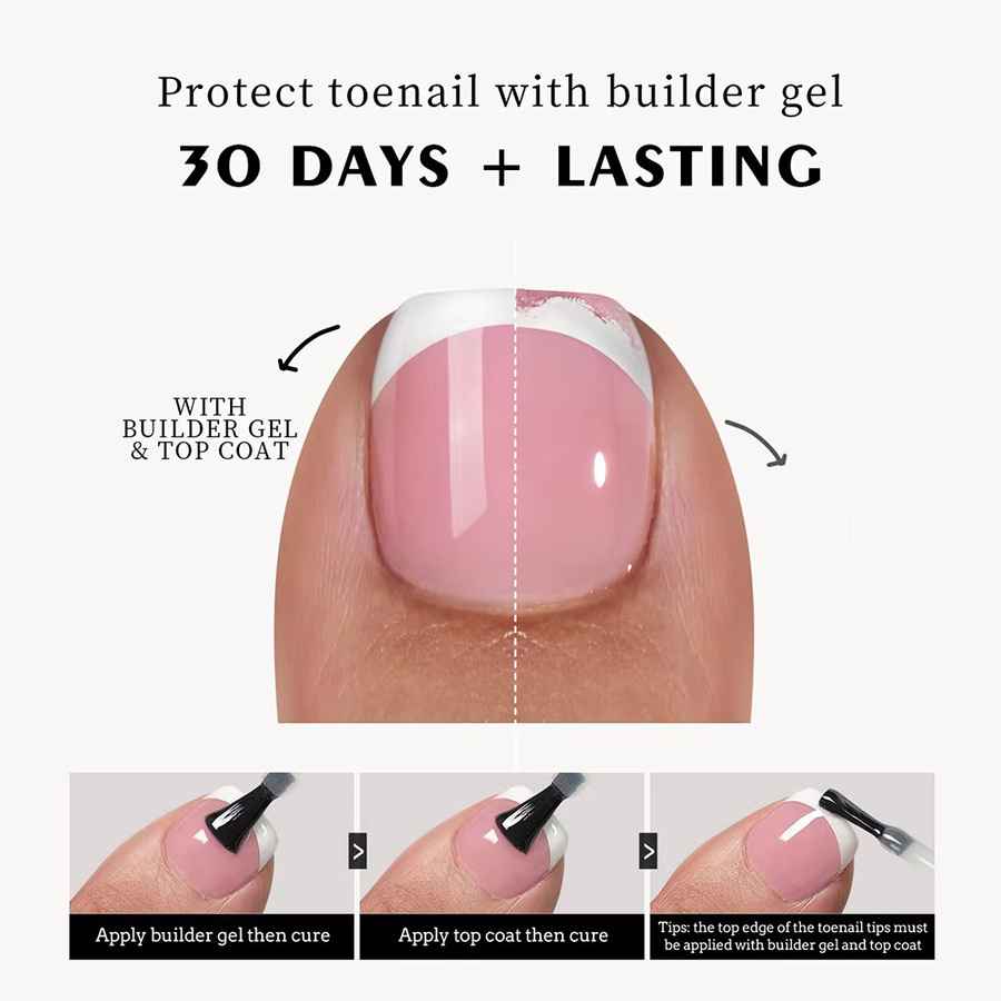 MAFANAILS Kunstnägel Zehennägel, rosa/nackt, glänzend, kurz, quadratisch, 120 Stück - Bild 5