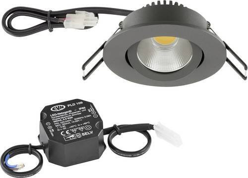 EVN Lichttechnik P-LED Deckeneinbauleuchte PC20N61602, runde LED-Einbauleuchte in Anthrazit, 6W, 620lm, 3000K Warmweiß, 230V - Bild 2