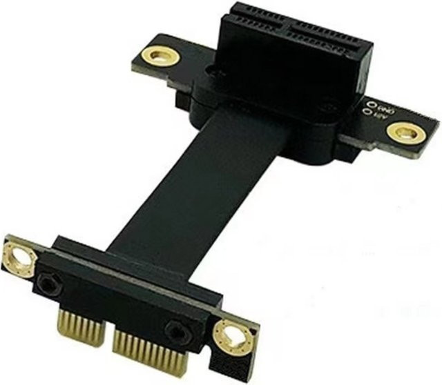 PCIe X1 Riser-Kabel Dual 90 Grad Verlängerungskabel 8 Gbit/s in Schwarz, Länge: 5 cm - Bild 1