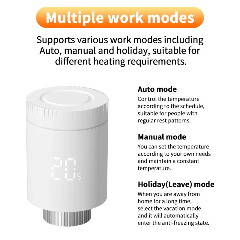 Tuya Zigbee Thermostatventil Smart Heizkörperkopf mit Temperaturregler in Weiß für Google Alexa und Smart Home Integration - Bild 4