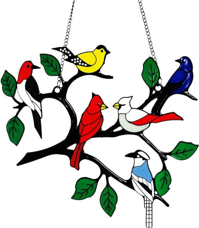 Tooarts Suncatcher Fensterbehänge mit mehrfarbigen Vögeln aus Glas und Metall im Bohemian-Stil H45406-3 - Bild 5