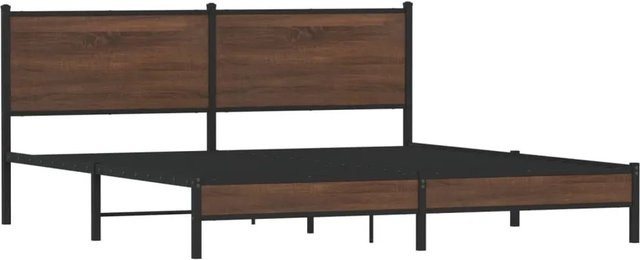 vidaXL Metallbett in Eiche Braun ohne Matratze B/T/H: 183 x 213 x 187 cm - Bild 1