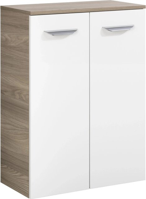 Fackelmann Bad-Hängeschrank Luxor Doppel-Midischrank mit 2 Türen und Soft-Close-Funktion, Steinesche/Weiss, B/H/T: 60,2 x 82,6 x 32,0 cm - Bild 1