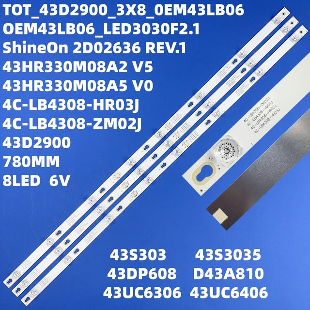 DOYM LED-Hintergrundbeleuchtungsstreifen DS-4C-LB4308-HR02J für TCL 43S305TABA und TOT_43D2900_3X8_3030C - Bild 1