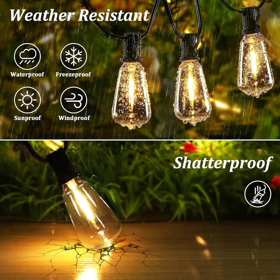 KIKIELF Outdoor LED Lichterkette ST38/G40 im Vintage-Stil, warmweiß, transparent - Bild 3