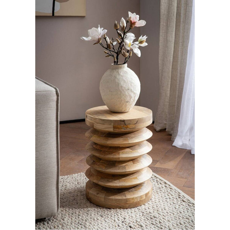 Runder Beistelltisch aus Mango Holz in Braun B/H/T: 35 x 45 x 35 cm - Bild 2