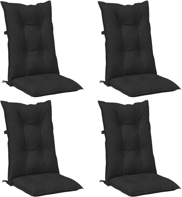 vidaXL Set Hochlehner-Stuhlkissen 4 Stück Melange Schwarz, ergonomisch und modern, Polyester - Bild 1
