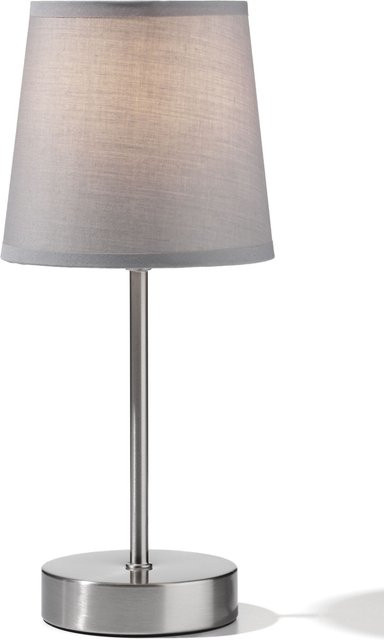 Tischleuchte RIMINI von casa NOVA in Grau und Silber aus Metall mit Stoffschirm, Höhe: 32 cm, Breite: 14 cm - Bild 1