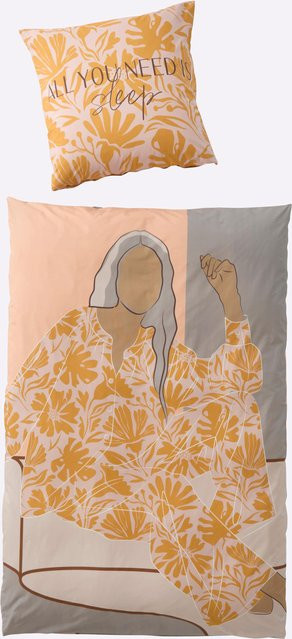 Heine Home Bettwäsche Renforcé aus 100% Baumwolle in Multicolour mit Grafikdesign und Reißverschluss - Bild 1