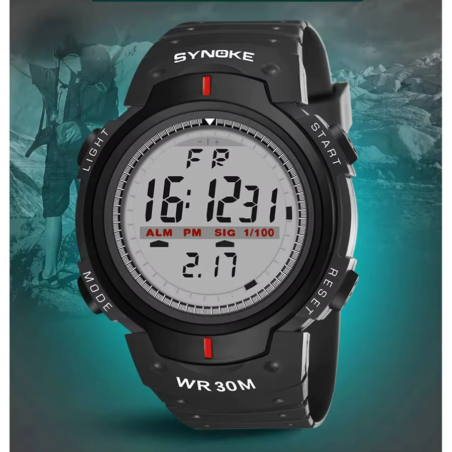 Synoke Digitaluhr, Schwarz, Kunststoff, Herren, Wasserdicht - Bild 2