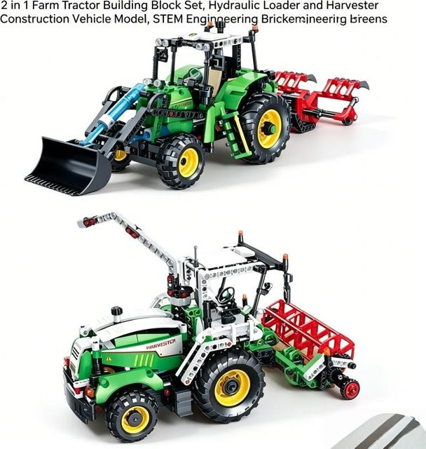 2-in-1 Hydraulischer Landwirtschaftstraktor Baustein-Set, ab 14 Jahren - Bild 1