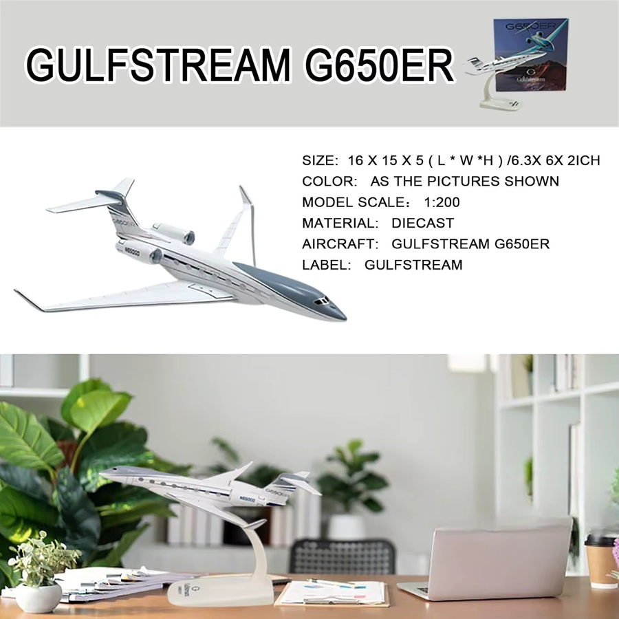 ZOCO Gulfstream G650ER Business Jet G-650, Flugzeug-Replika-Modell, Metall, Maßstab 1:200 - Bild 3