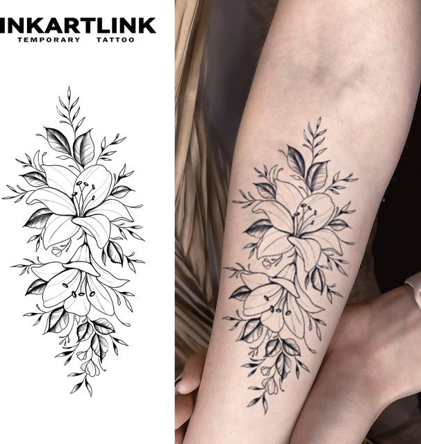 Temporäres Blumen-Tattoo, wasserfest, semi-permanent, hält bis 15 Tage - Bild 1