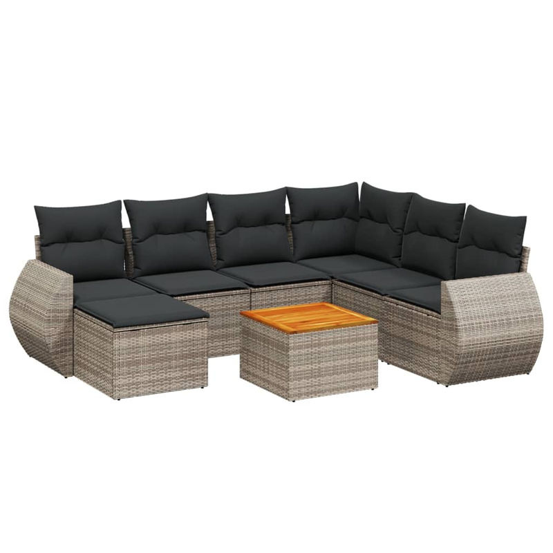 Vidaxl Gartenmöbel-Set aus Polyrattan mit Kissen, 8-teilig, Grau, Modernes Design - Bild 3